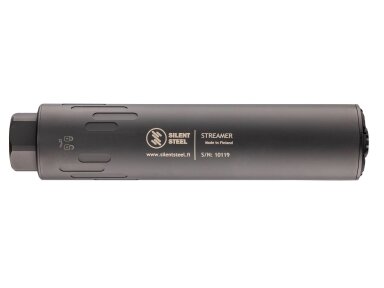 SILENT STEEL GARSO SLOPINTUVAS STREAMER ALIUMINIS BAFFLE  7.62 ARMOR BLK 5/8-24